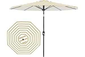 Garvee 10 ft Outdoor Patio Umbrella 8 Sturdy Ribs Outdoor Table Umbrella with Crank Lift & Push Button Tilt - UV Protection W