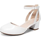 DREAM PAIRS Girls Dress Shoes Closed Toe High Heels Ankle Strap Toddler Little Big Kid Wedding Flower Party Pump