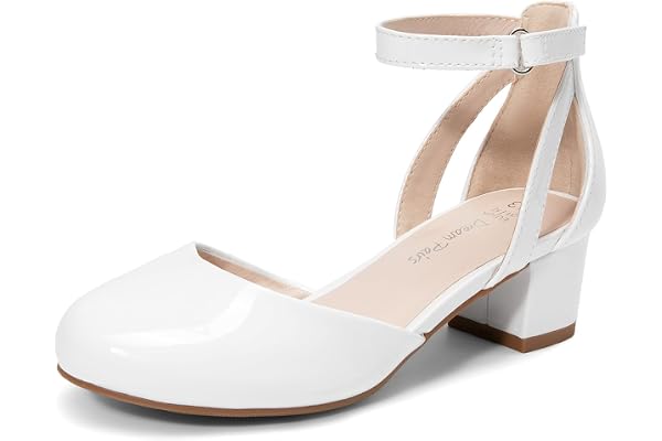 Dream Pairs Girls Dress Shoes Closed Toe High Heels Ankle Strap Toddler Little Big Kid Wedding Flower Party Pump