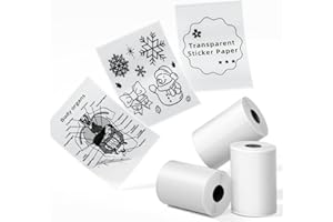 Phomemo T02 Transparent Paper Clear Sticker Paper- Sticker Paper for Phomemo T02/M02X/M02L/Y02C/Q02 Mini Sticker Printer, for Study Notes, Photos, List, 3-Rolls