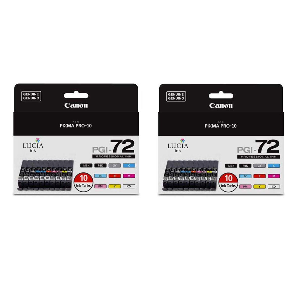 Canon 2 Pack PGI-72 10 Color Pack - Includes: Magenta, Yellow, Photo Cyan, Photo Magenta, Gray, Red,