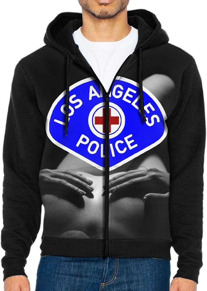 Los Angeles Police Men's Pockets Zipper Hoodies Clothing