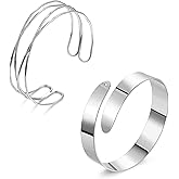 SOMEITIA 2Pcs Arm Cuff Gold Upper Arm Cuff for Women Adjustable Upper Arm Bracelets Open Irregular Arm Bangle Minimalist Coil Swirl Armlets Armband Jewelry