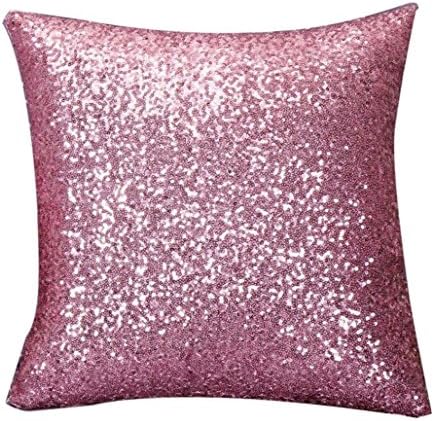 Fashion 40x40cm Solid Color Glitter Sequin Throw Pillow Case Cafe Home Decor Cushion Covers Home Decor Car Seat Sofa Decorative (Pink)
