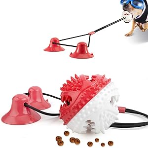 ETIAL Elastic Rope Double Suction Cup Tug of War Dog Chew Toy Interactive Dog Toys Pet Aggressive Chewers Puzzle Toothbrush Molar Bite Squeaky Toys Ball Teeth Cleaning Food Dispensing