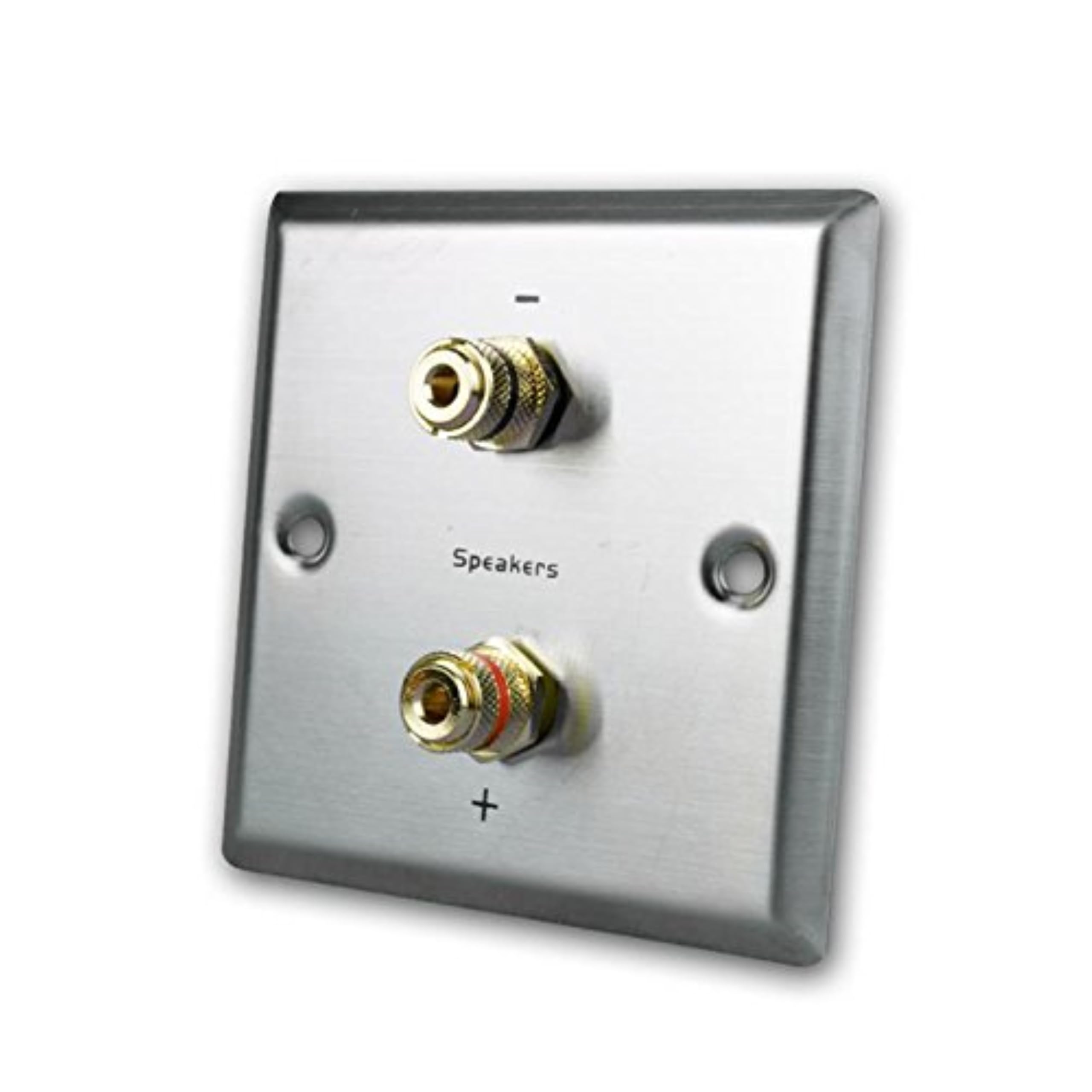 Dynavox Speaker Wall Connection Faceplate Stainless Steel 2 Banana Jacks