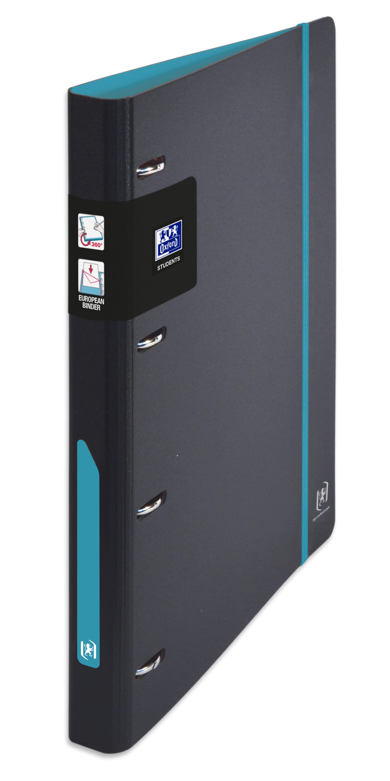 OXFORD European Binder for Students A4 30 mm Spine 4 D-Rings Expanded Polypropylene Cover Two-Tone Black/Blue