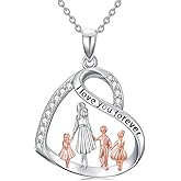 Lypic Mother Daughter Necklace 925 Sterling Silver Father Daughter Necklace Mother and 1-4 Daughters/Sons Jewelry Birthday Gifts for Women