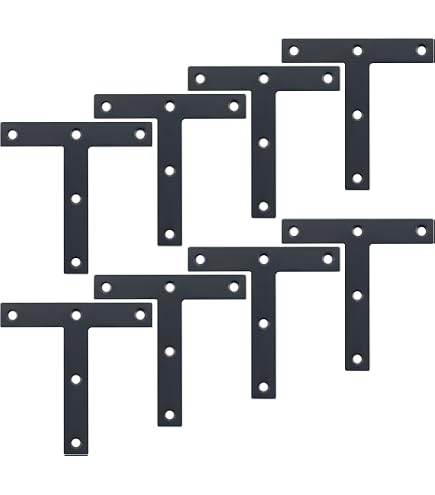 Uenhoy 10 Pcs T Shape Flat Mending Plates 80mm x 80mm (3.15 x 3.15) T Corner Braces T Bracket Connector Fixing Repair Plates for Furniture, Silver