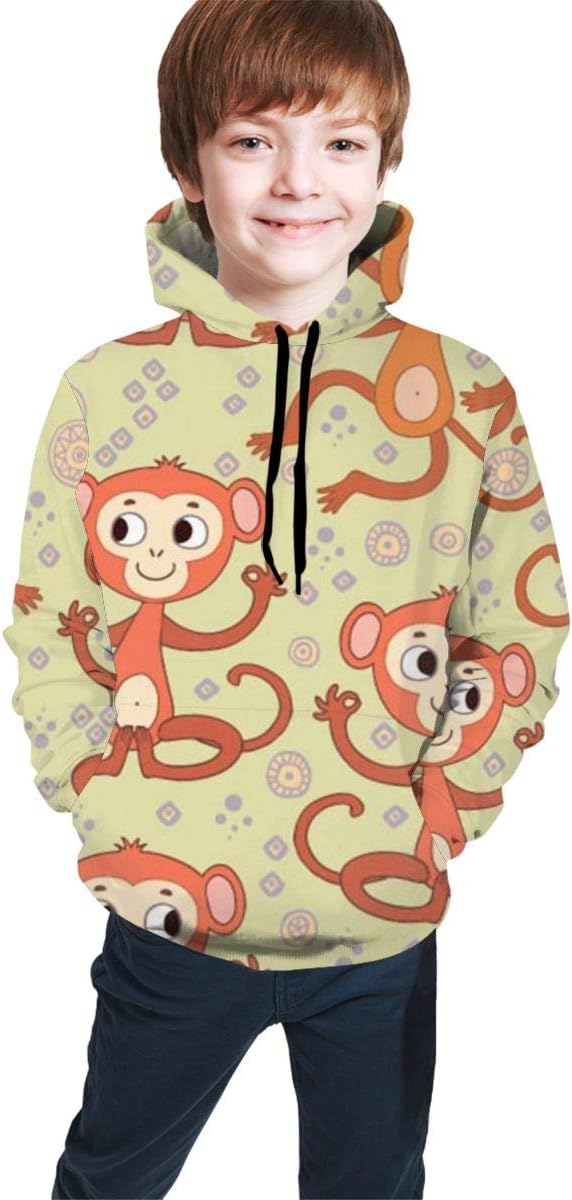 Vanesa Joyce 3D Cartoon Monkey Hoodie Sweater Boy Fashion Warm Cool Winter Sport