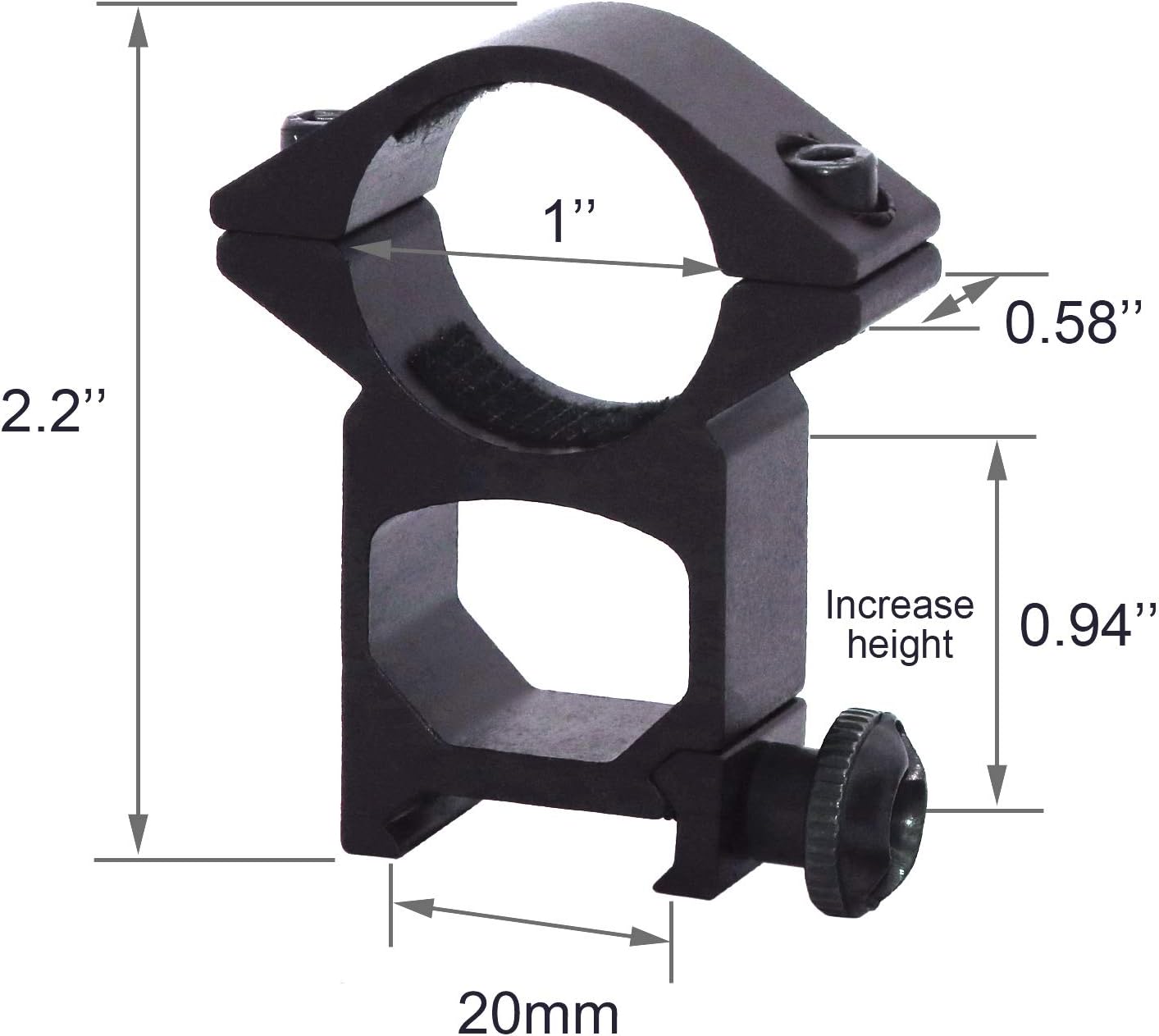 EAmber Scope Ring Mounts,1" High Profile Scope Rings for 20mm Picatinny/Weaver Rail,2 Pcs: Sports & Outdoors