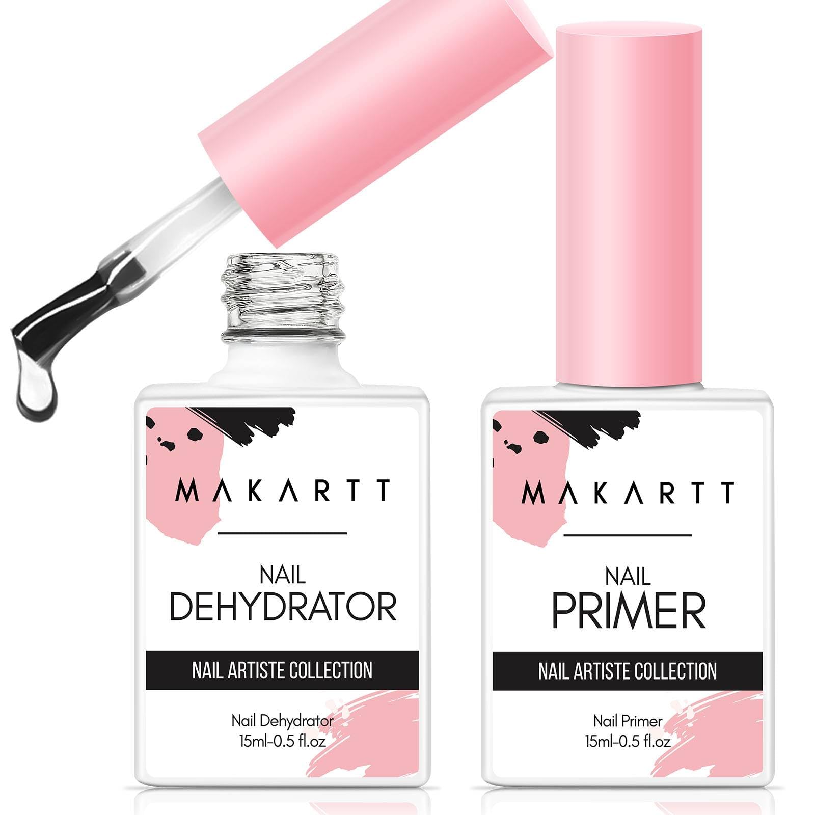 Makartt Nail Dehydrator and Nail Primer for Nail Prepping, Superior Primer for Gel Nail Polish Poly Extension Gel Acrylic Powder 2PSC 15ML
