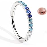 BodyBonita 20G Gradient CZ Nose Rings Hoops for Women - 316L Surgical Steel Nose Piercings Clicker Septum Rings Nostril Jewelry Cartilage Helix Rook Tragus Daith Earrings 6 7 8mm