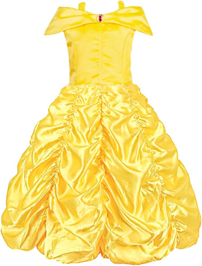 Padete Little Girls Princess Yellow Party Costume Off Shoulder Dress