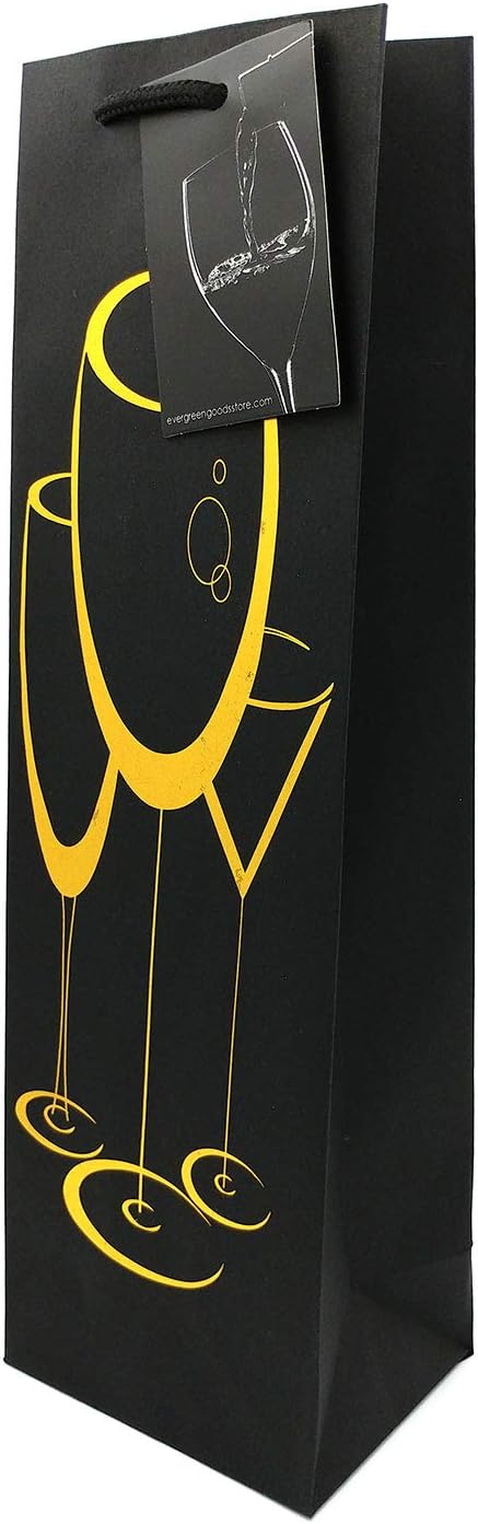 6 Pack Premium Black Wine Gift Bags with Gift Tag and Handles, Triple Glass Design - Image 3