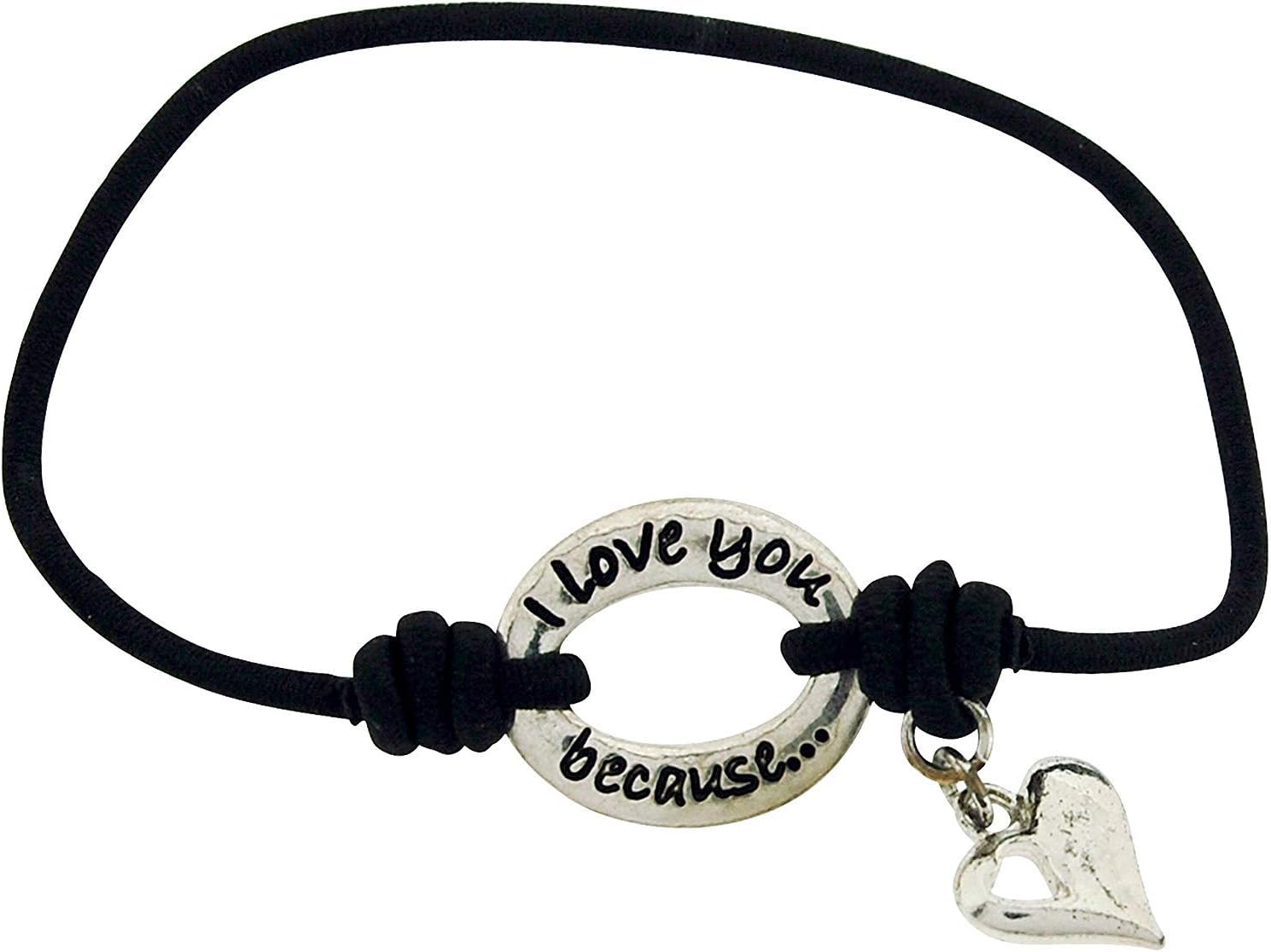 TOC Bandz I Love You Because.You Are My Inspiration 6"Black Stretch Bracelet