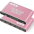 Movcle HDMI Splitter 1 in 4 Out, 4K HDMI Splitter for Dual Monitors/Mirror, Supports 4Kx2K@30Hz 3D Full HD 1080P Compatible for PS4 Blu-Ray Player Fire Stick Roku (1 Source onto 4 Displays) Pink
