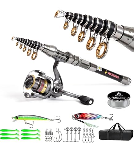 best collapsable fishing pole Ghosthorn 2-Pack Rod and Reel Combo Telescopic Fishing Collapsible Fishing Best Telescopic Surf