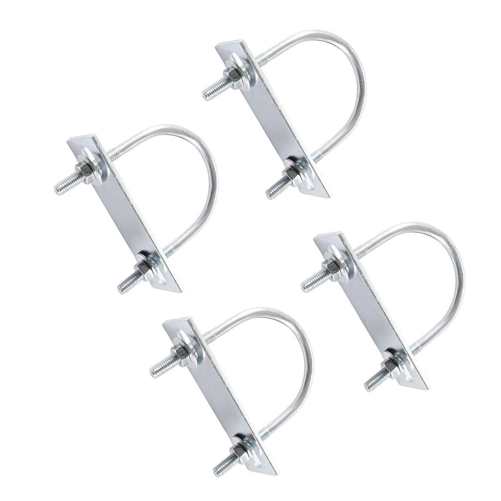 TOP-VIGOR 4 sets M6 Round U-Bolts, 50mm Inner Width 80mm Length Steel U-Bolts with Nut, Plate, Washer for Building Installations Mechanical Parts Connection Cehicles Ships