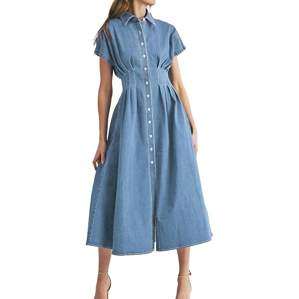 美品★ I LINE DENIM SHIRT DRESS Ameri（アメリ）の「I LINE DENIM SHIRT DRESS（ワンピース