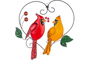 dreamskip Metal Wall Art Cardinal Decor, Metal Bird Yard Art Outdoor Wall Decor, Cardinals Decorations for Home Living Room Indoor, Christmas Gifts