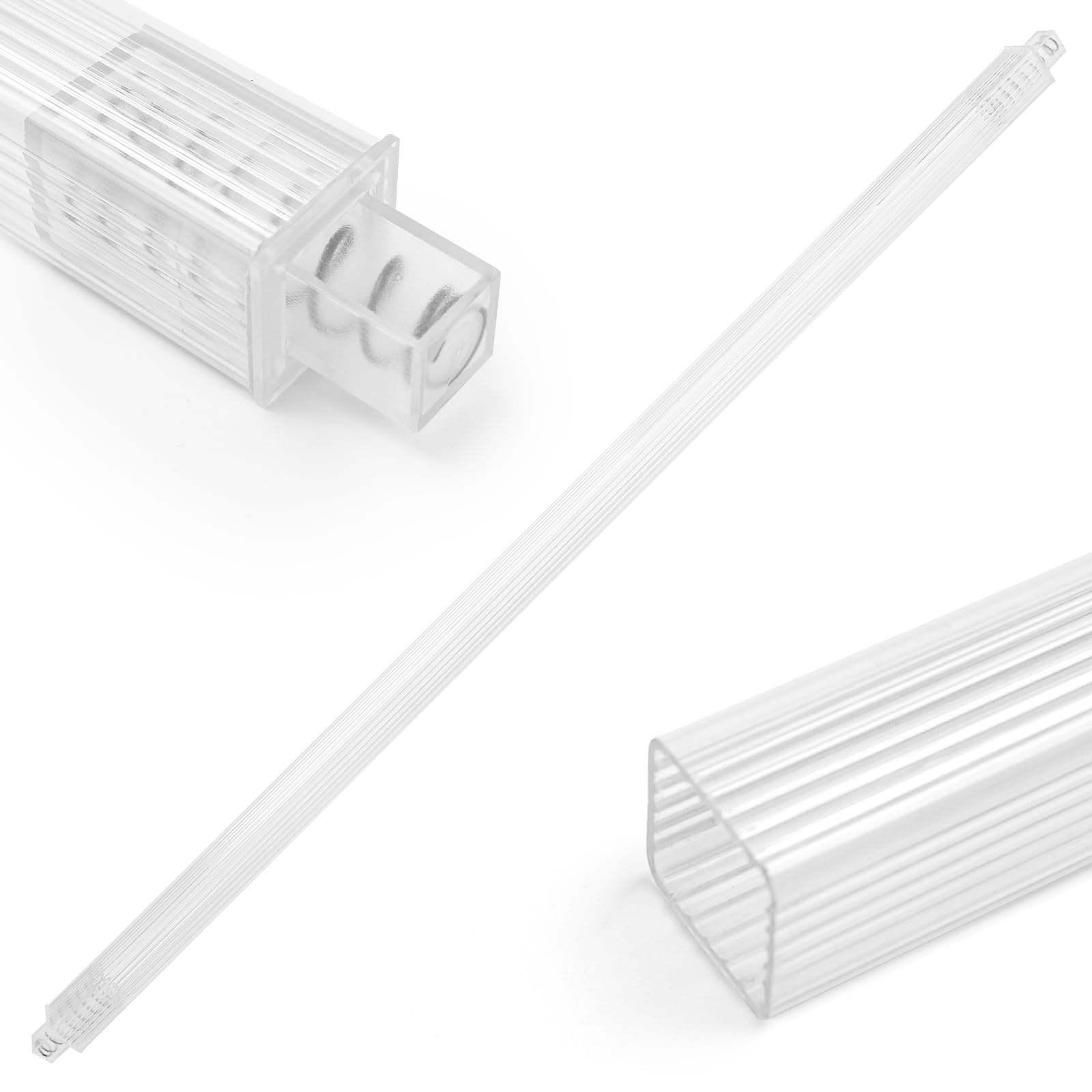 Photo 1 of 24-Inch Adjustable Bathroom Towel Bar Replacement Rod,Replacement Shower Towel Bar for Ceramic Holder with Adjustable Spring End Wall Mount for Kitchen & Bathroom Towel Storage(Clear-Reliable Plastic)