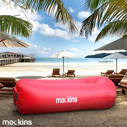 Mockins Red Inflatable Lounger Air Sofa Perfect for Beach Chair Camping