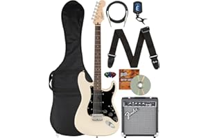 Fender Squier Bullet Stratocaster HT, Black Pickguard - Olympic White Bundle with Frontman 10G Amplifier, Gig Bag, Instrument