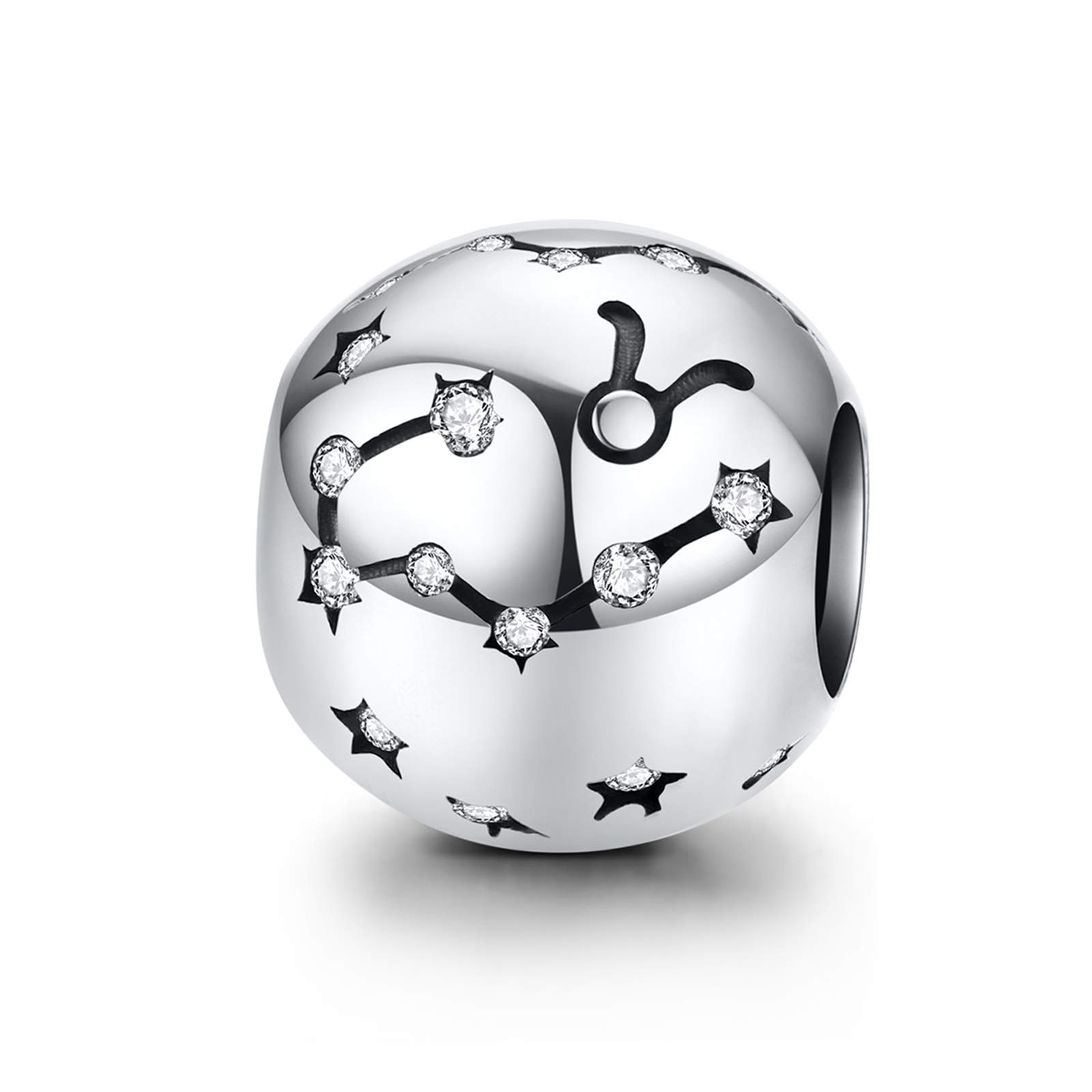 LaMenars Zodiac Star Sign 925 Sterling Silver Bead Charm Fits European Charm Bracelets & Necklaces (Taurus(4.20-5.20))