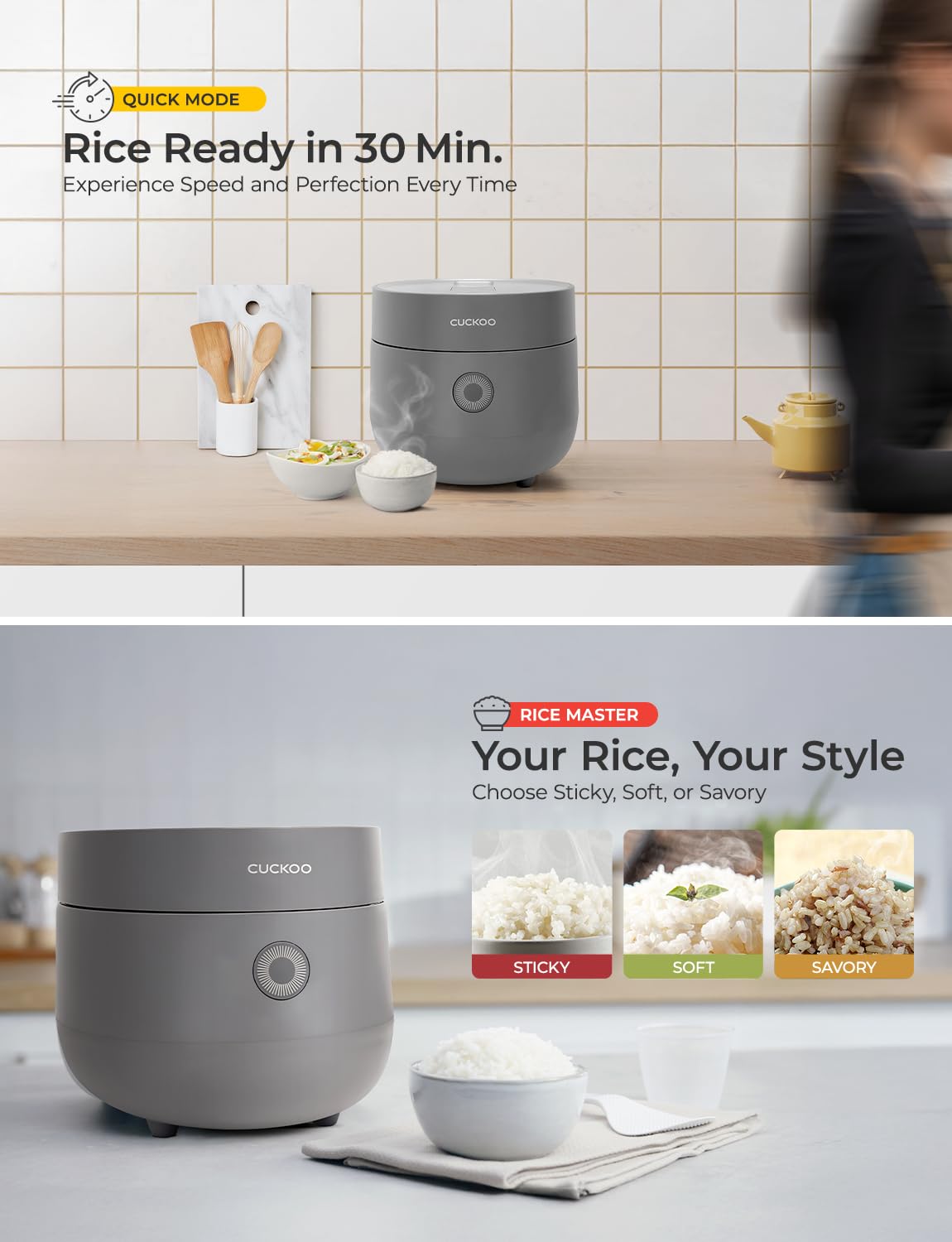 CUCKOO Micom Rice Cooker 6-Cup Uncooked / 12-Cup Cooked with Nonstick Inner Pot, Versatile Rice Maker with 9 Menu Options, Fuzzy Logic Technology, Auto Clean, Quick Rice Mode, Gray (CR-0675FG)