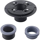 DEOKXZ 2 Inch Shower Drain Base Flange Kit Base, Threaded Adjustable Ring Adapter and Rubber Coupling Gasket for Installation of Square Linear Floor Drain Without Hub PVC