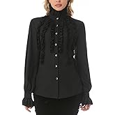 gaohat Womens Victorian Gothic Vintage Pirate Blouse Renaissance Ruffled Shirt