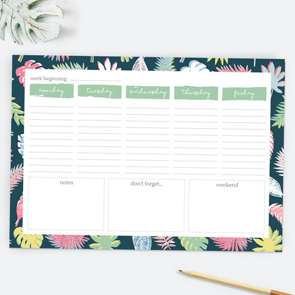 A4 Desk Planner, 53 Thick Pages, Undated, Weekday Planner, Organiser, To Do List, Notepad for School, Home, Work, Office, Acedemic, Events - Be-Leaf in Yourself