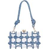 DJBM Clear Acrylic Clutch Sparkle Rhinestone Evening Bag Glitter Crystal-Embellished Rope Knot Handbag Purse for Party Prom