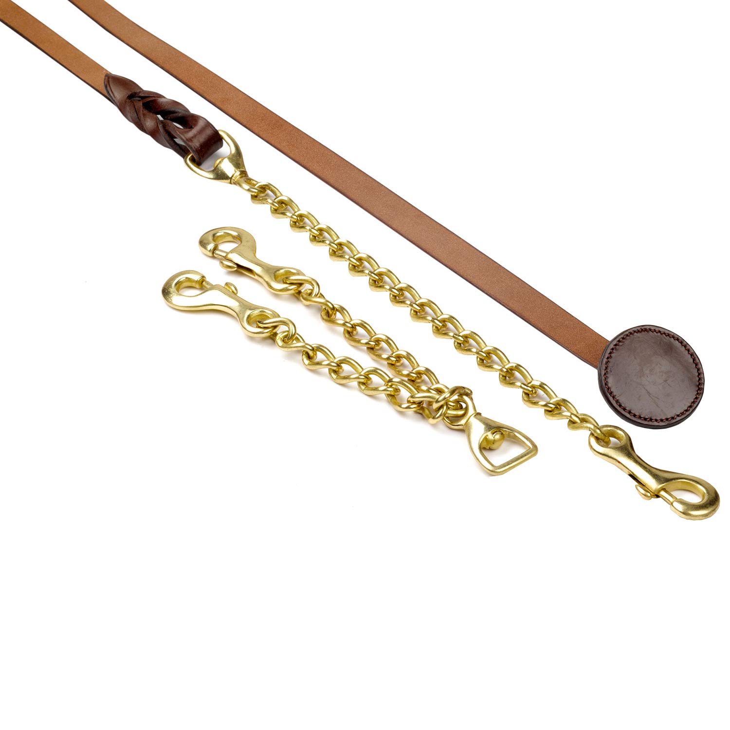 Whitaker Leather Lead and Brass Lead Chain, Brown