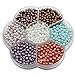 TOAOB 2100pcs 3mm Tiny Glass Pearl Beads Multicolor Round Loose Spacer Beads Kit for DIY Craft Necklaces Bracelets Jewelry Making