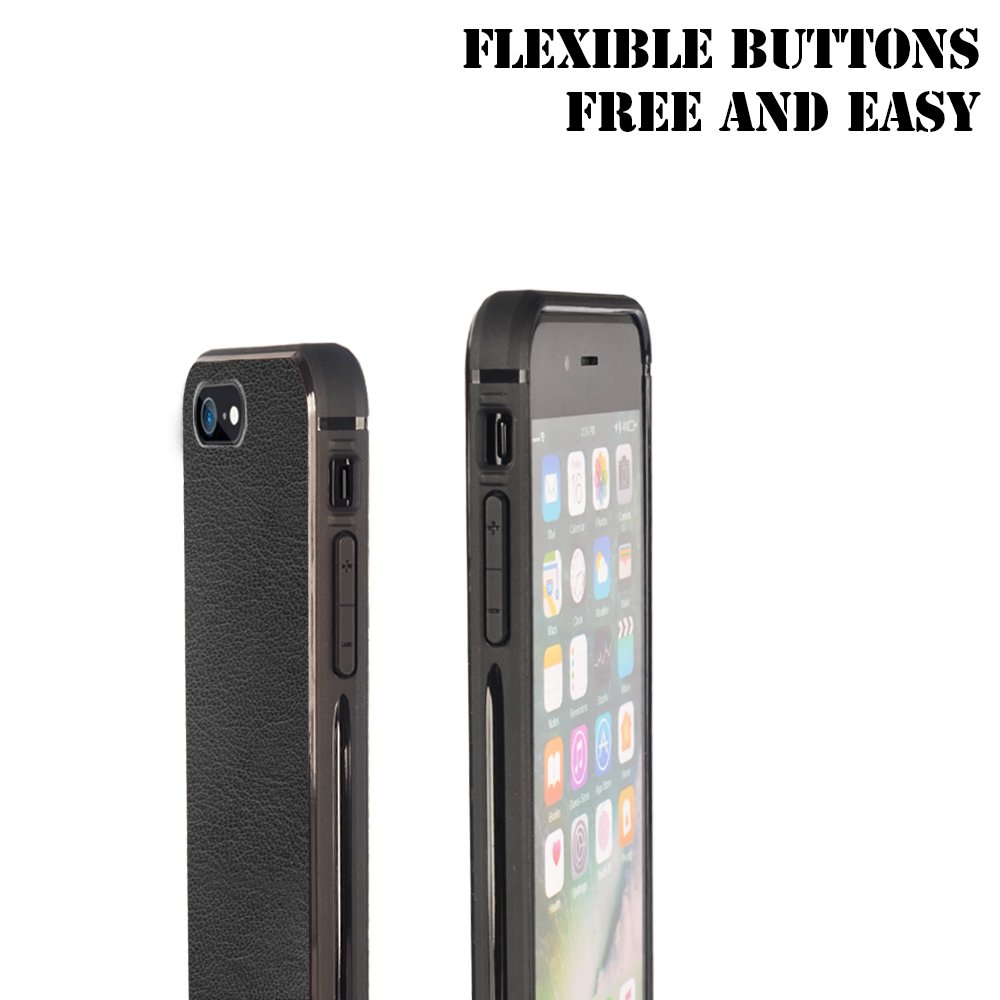 iPhone 7/8 case, MagicSky Ultra Slim Premium PU Leather Shock-absorbing Protective Bumper Case Cover with Built-in Nickel Metal Plate work with Universal Magnetic Phone Car Mount Holder - Black