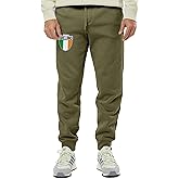 Ireland Crest - Republic National Soccer Cup Unisex Drawstring Fleece Jogger Pants (Large, Army Green)
