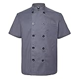 TopTie Unisex Short Sleeve Chef Coat Jacket, Dark