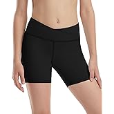 Runhit Girls Volleyball Shorts 5" Youth Spandex Biker Shorts Kids V Cross Waist Compression Dance Athletic Shorts