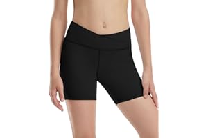 Runhit Girls Volleyball Shorts 5" Youth Spandex Biker Shorts Kids V Cross Waist Compression Dance Athletic Shorts