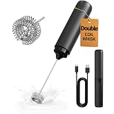 CIRCLE JOY Rechargeable Milk Frother Handheld, Dual Coil Whisk Head Electric Coffee Frother, Portable Hand Frother Wand Drink
