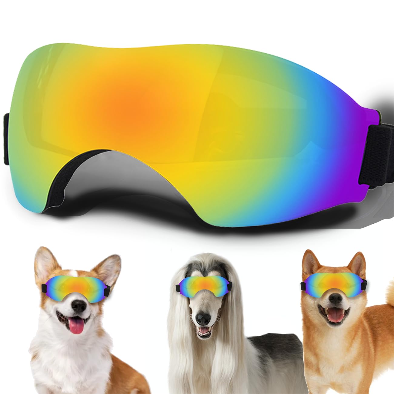 Medium Dog Sunglasses, Dog Goggles with Adjustable Strap, UV Protection, Winproof Puppy Sunglasses