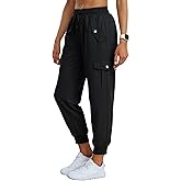 MoFiz Women's Outdoor Cargo Pants Lightweight Joggers Elastic Waist Athletic Hiking Sweatpants Casual Travel Pant with Pocket
