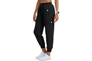 MoFiz Women's Outdoor Cargo Pants Lightweight Joggers Elastic Waist Athletic Hiking Sweatpants Casual Travel Pant with Pocket