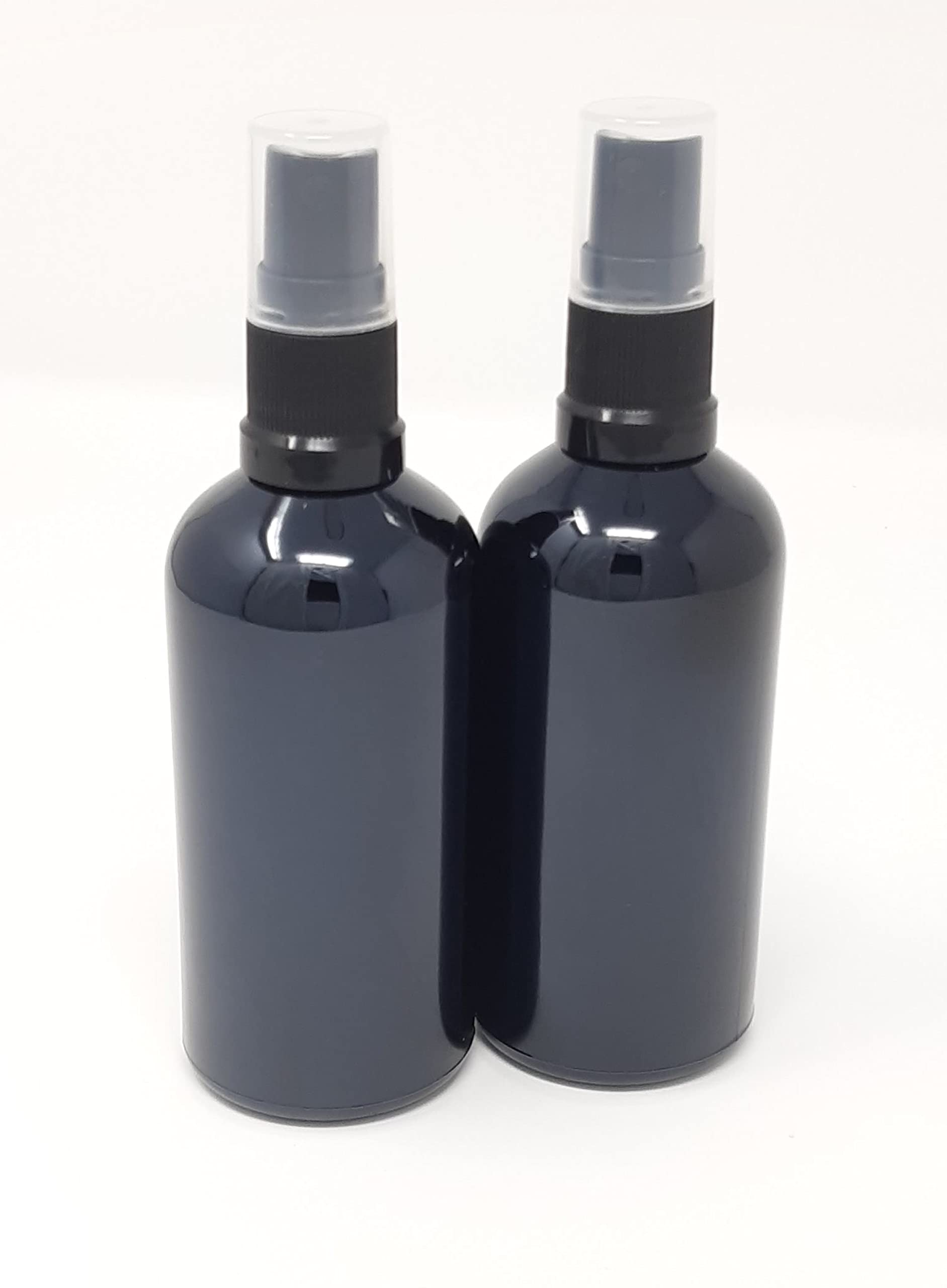 Aura 100ml Black Glass Bottles with Black Atomiser Sprays - Pack of 2