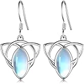 Moonstone Celtic Earrings for Women 925 Sterling Silver Celtic Knot Dangle Earrings Irish Celtic Jewelry Gifts for Women