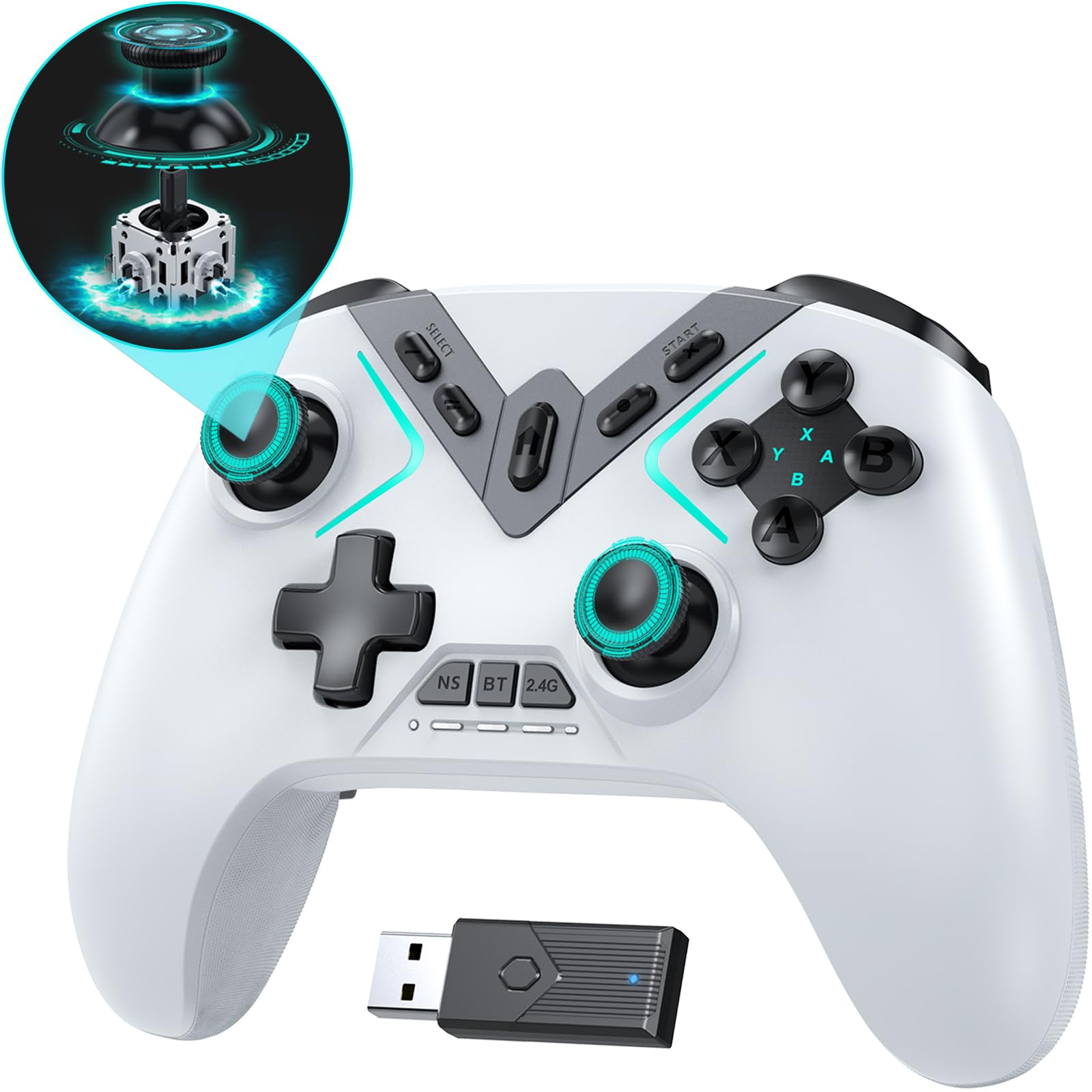 Photo 1 of Dual Hall Effect PC Controller-No Drift No Dead Zone, Bluetooth Controller for PC Windows/iPhone/Android/Switch/Steam Deck/TV/Tesla with Hall Triggers & Joysticks/Joystick Speed Down (No Phone Clip)
