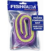 FishGum Surf Fishing Bait Strips for Saltwater Beach Fishing &ndash; Real Shrimp, Crab, Clam &amp; Sand Flea Infused Scent &ndash; Artificial Cut Bait for Pompano, Redfish &amp; Flounder
