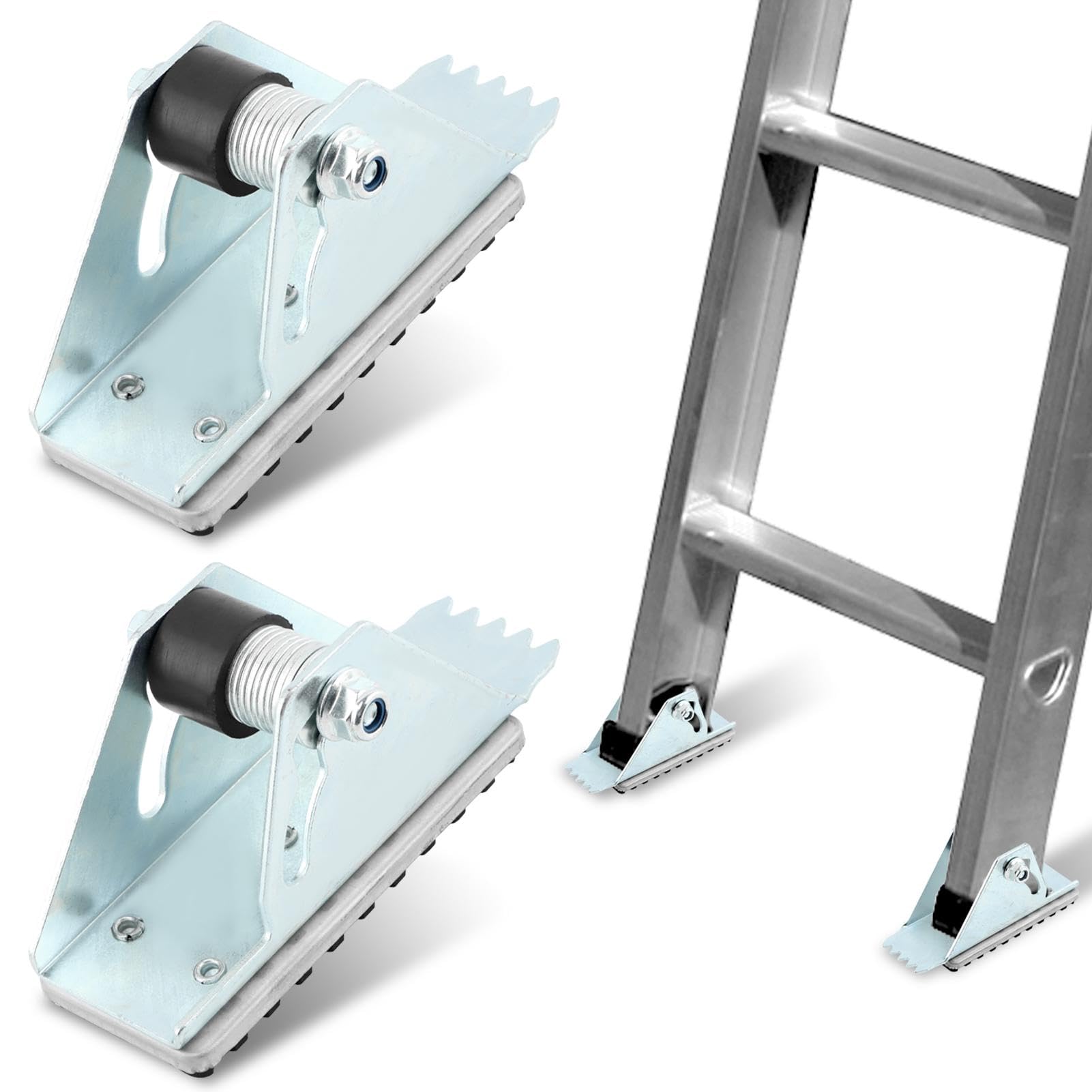Photo 1 of Anti-Skid Shoe Kit for Extension Ladders, 2 Pack Ladders Feet Replacement Parts Rubber Padded Feet Ladder Feet Accessories Parts(Silver,Adjustable)